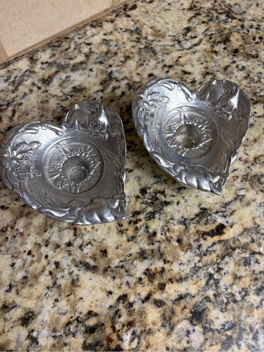 Arthur Court Silver Heart Candle Holders - Pair